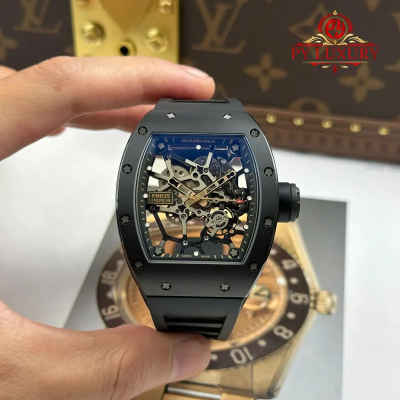 Richard Mille RM035 Black Toro 陶瓷 & 玫瑰金 鏤空錶盤 橡膠錶帶 頂級復刻 1:1 ZF 錶廠 39.7mm x 48mm 復刻腕錶實拍 - 第 1 / 1 張